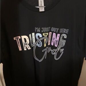 Gildan Black Tee with Multicolor Trusting God Graphic